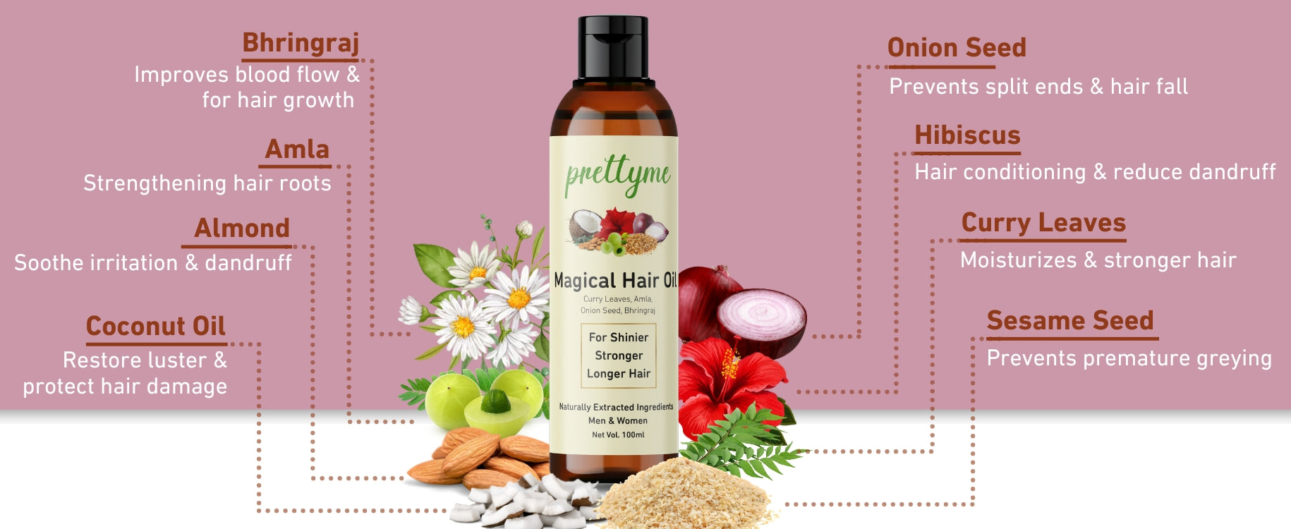 Organic natural hair oil, enriched with amla, Onion, Bhringraj, coconut and Almond oils for deep hydration, hair fall and hair growth