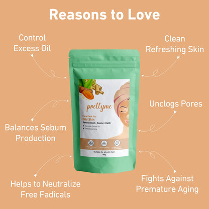 natural oil control powder face pack for reducing excess oil, minimizing pores, and achieving fresh, matte skin, made with natural ingredients