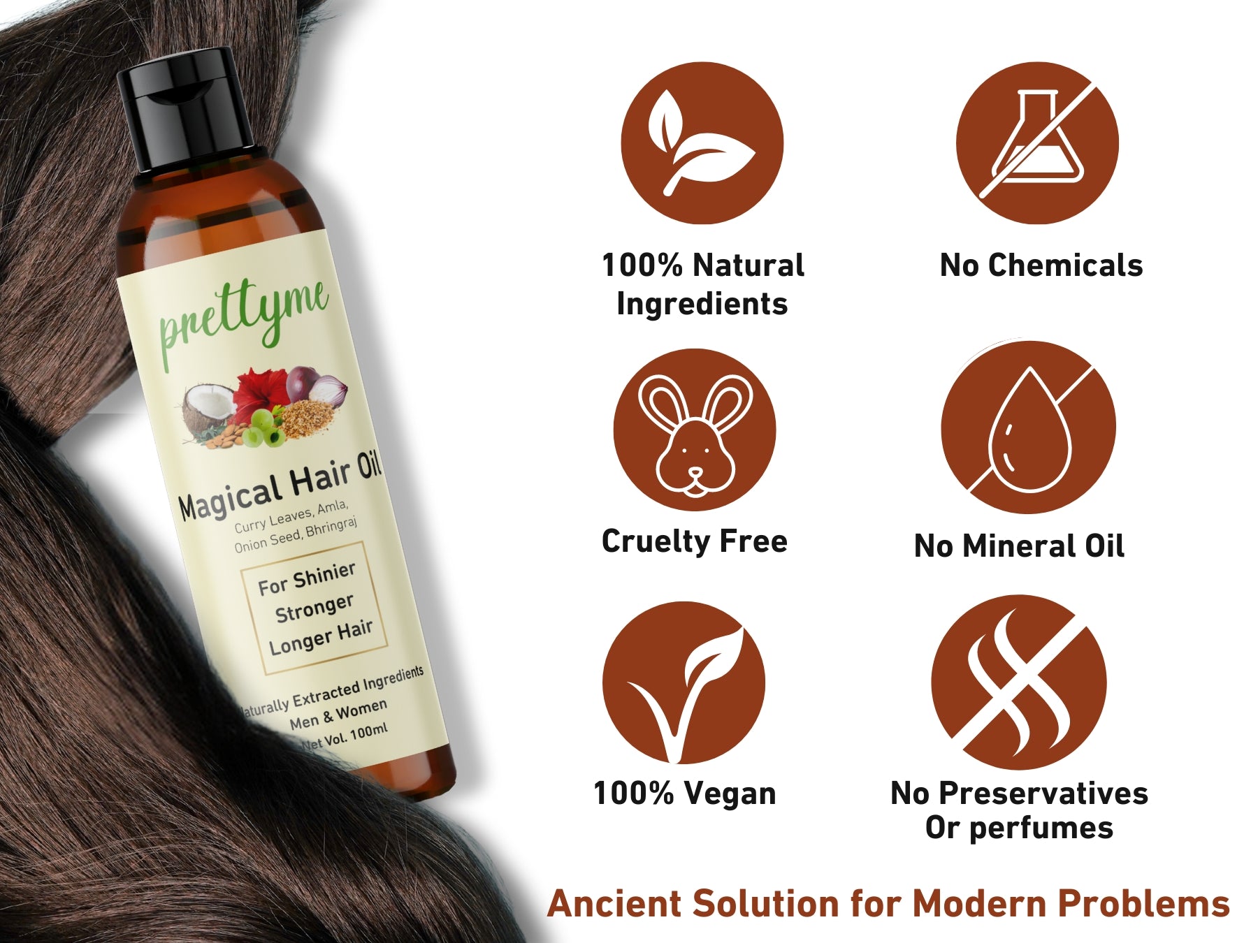 Organic natural hair oil, enriched with amla, Onion, Bhringraj, coconut and Almond oils for deep hydration, hair fall and hair growth